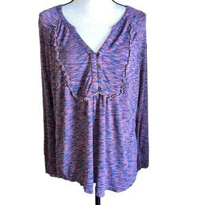 Matilda Jane Womens Long Sleeve Top Size L Purple Pink Relaxed Style